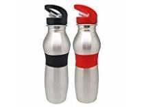 Tuelip Combo of Red and Black Stainless Steel Wide Mouth Water Bottle with Straw Cap -750Ml Rs.399