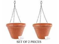 Unique Plastic Hanging Pot with Metal Chain(2 Pieces, Brown) Rs. 148