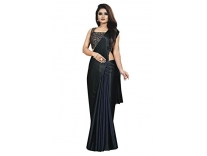 Amiga Fashion Silk with Blouse Piece Saree (Japan Satin_Black_Free Size) Rs. 499