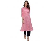 anubhutee Women’s Cotton Regular Panelled Kurta with Trousers (ANU2001792XXXL_Pink_3XL) Rs. 799