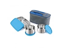 Cello Steel King 3 Stainless Steel Lunch Box, Blue (Capacities – 250ml, 250ml, 650ml) Rs. 468