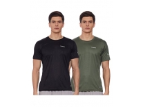 Charged Energy-004 Interlock Knit Hexagon Emboss Round Neck Sports T-Shirt Grape-Green Size Large And Charged Play-005 Interlock Knit Geomatric Emboss Round Neck Sports T-Shirt Black Size Large Rs. 360