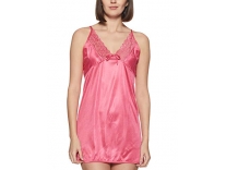Clovia Women’s Short Satin Babydoll with Lace Neckline (NS0299P22$P_Pink_L) Rs.220