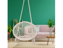 Curio Centre Make in India Round Cotton Home Swing & Hammock Chair with Accessories (145 cm X 57 cm X 43 cm, White, 100 kgs Capacity) Rs.969