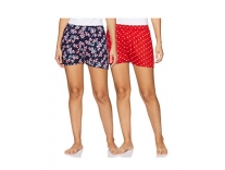 Longies Women’s Rayon Regular Shorts (Pack of 2) (LGWSRPO2002L_Red_L) Rs. 182