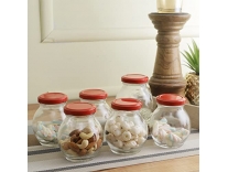 Storehaus Matka Glass Jar-255ml – Kitchen Storage Set of 6 (Red Tin), Transparent, (M2556SRT),Storage Jar, Kitchen Organizer, Air Tight, Modular, Food Grade, Multipurpose Jar Rs. 193