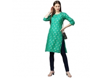 ANNI DESIGNER Women’s Cotton Straight Kurta (KT-COT-10158-GREEN_S_Green_Small) Rs.259