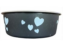 Choostix Dog & Cat Elite Standard Feeding Steel Bowl, TPR (Thermo Plastic Rubber) Bonded Outside, 4 Hearts, Black, Small (295ml) Rs. 128