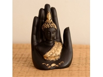 eCraftIndia Golden Handcrafted Palm Buddha Polyresin Showpiece (12.5 cm x 7.5 cm x 17.5 cm, Black) Rs. 199
