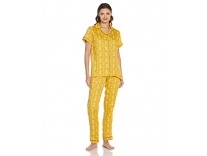 Longies Women’s Rayon Pyjama Night Suit Regular (LRYNV001_Yellow05_S) Rs. 359