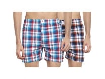 NeoStreak Men’s Knee high Checkered Boxers (Pack of 2) (neobxch-p2-whiteblue-l_White, Blue_L) Rs. 181