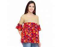 OOMPH! Women’s Formal Crepe Ruffeld Top – Crimson Red Rs. 199