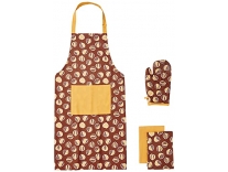 Amazon Brand – Solimo 100% Cotton 5 Piece Kitchen Apron, Oven Glove, Pot Holder and Towel Set, Acorns (Brown) Rs. 401