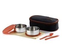 Varmora SS (Stainless Steel) Xtra Fresh Lunch Box (Tiffine) 390ml x2 SS Container (Rasberry Pink) Rs. 281