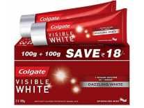 Colgate Visible White Dazzling White Toothpaste, Sparkling Mint – 200gm (Saver Pack) at Rs.156