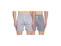 [Size: L] HammerSmith Men’s 3D-Print Boxers (Pack of 2) Relaxed Cotton Casual Shorts (HSBOXPO2M006_White,Black_Large) Rs. 250