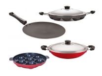 Nirlon Scratch Resistance 4 Piece Non-Stick Aluminium Kitchen Cooking Combo Essential Item Gift Set Ofer, CT12_AP(7)_AP(12)_AC Rs. 705