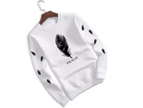 [Lighting Deals] BLIVE Men’s Round Neck Full Sleeve T-Shirt | Printed White T-Shirt (Small, White) Rs.225