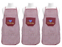 Heart Home Checkered Design Cotton 3 Pieces Waterproof Apron with Front Pocket (Maroon) CTHH1742 Rs. 166