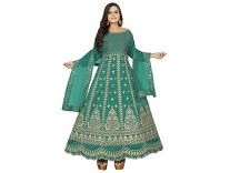 Radhey Fashion Women’s Taffata Silk Embroidered Semi-Stitched Long Anarkali Gown Women (Free Size) (All 7 Color) (Rama, Free Size, 4X_l) Rs. 199