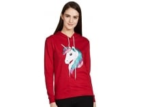 A.T.U.N. All Things Uber Nice Women’s Cotton Hooded Neck Sweatshirt (WSWT CHP_Red-3_S) Rs. 337