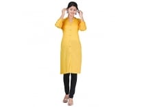 Touchcraft Women’s Handloom Yellow Solid Cotton Straight Kurti (L) Rs. 222