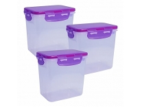 Wonder klick N Seal Square Containers with Leak Proof Locking Lid, 3 Pieces, 1350 ml, Pink Rs. 201