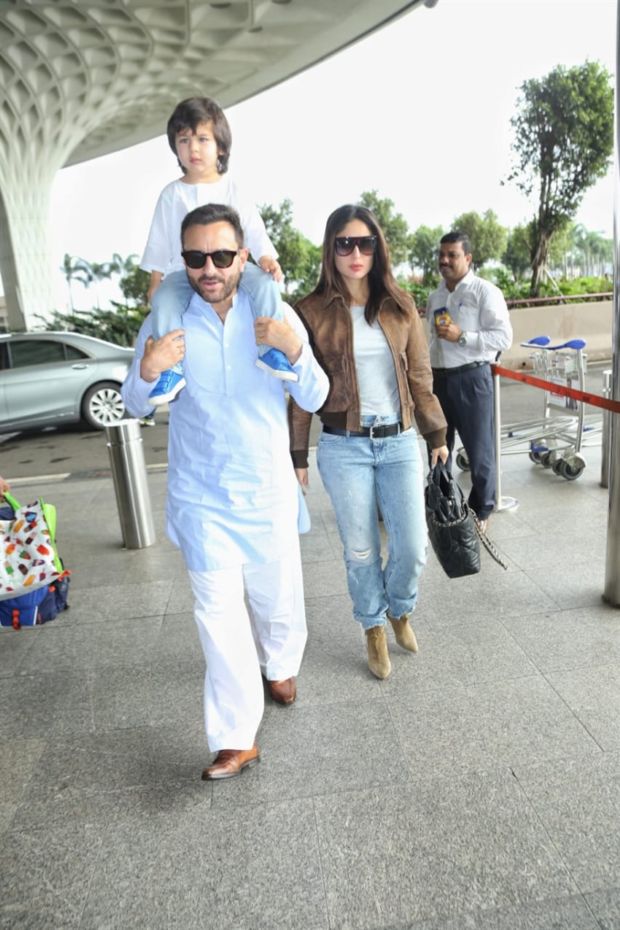 Saif Ali Khan, Taimur Ali Khan & Kareena Kapoor Khan Spotted At Mumbai Airport