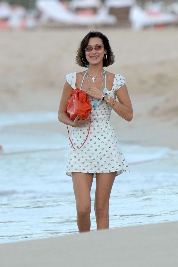 Bella Hadid Walking On The Beach In St Barts