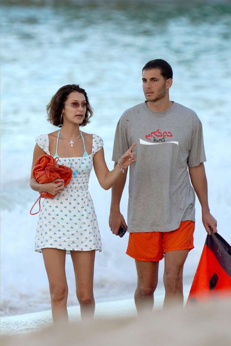Bella Hadid Walking On The Beach In St Barts