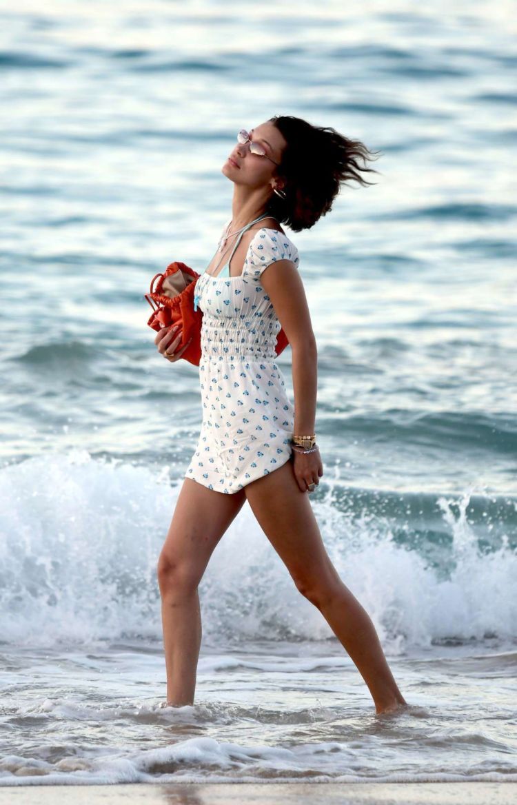 Bella Hadid Walking On The Beach In St Barts