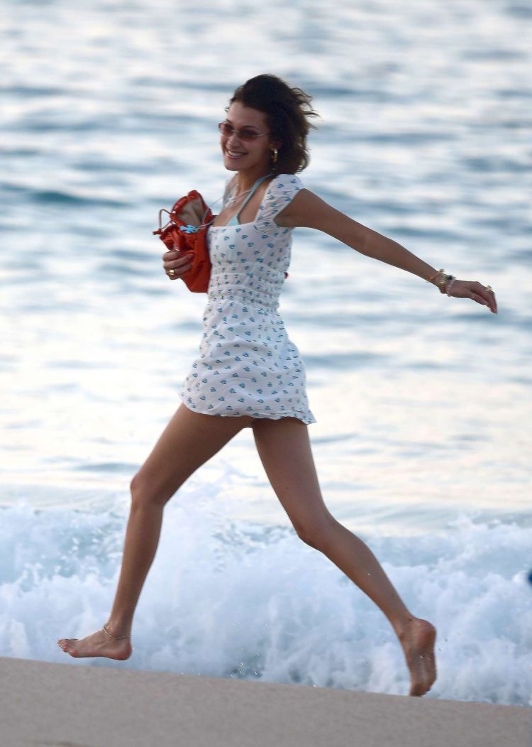 Bella Hadid Walking On The Beach In St Barts