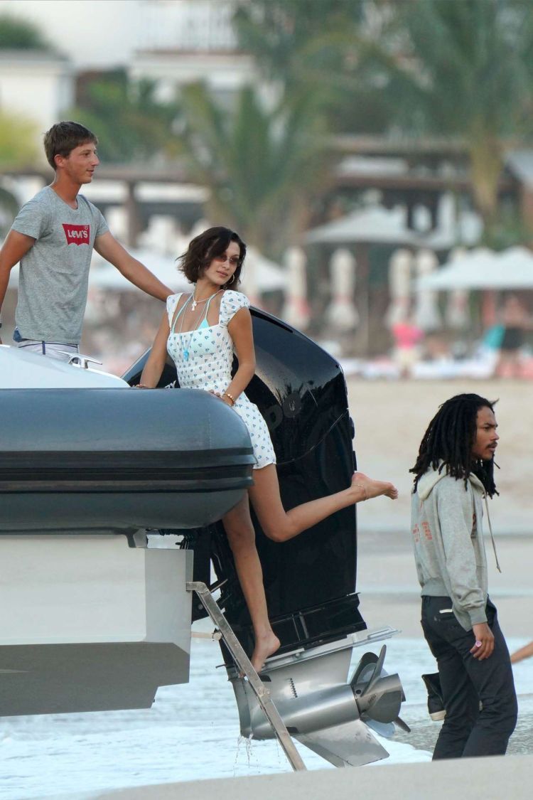 Bella Hadid Walking On The Beach In St Barts