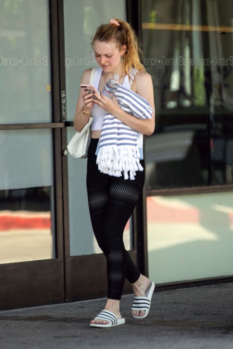 Dakota Fanning Candids While Leaving A Gym In Los Angeles