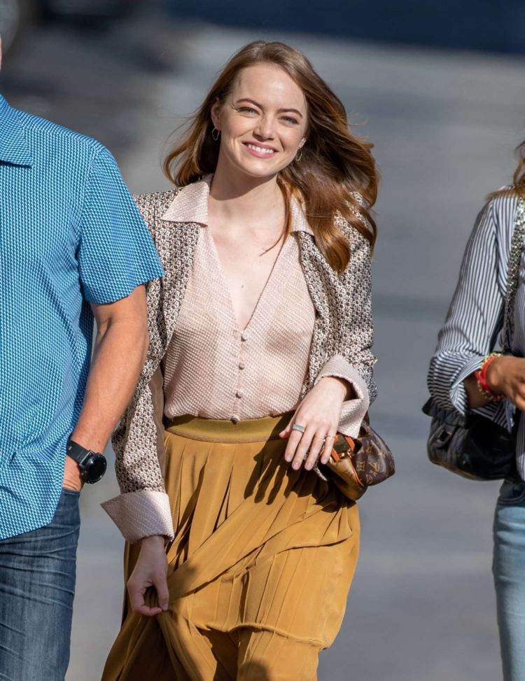 Emma Stone Arrives At 'Jimmy Kimmel Live' In Los Angeles