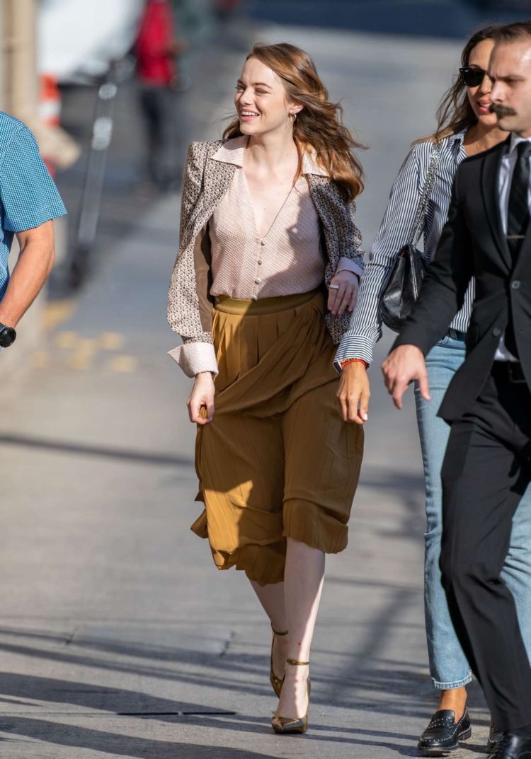 Emma Stone Arrives At 'Jimmy Kimmel Live' In Los Angeles