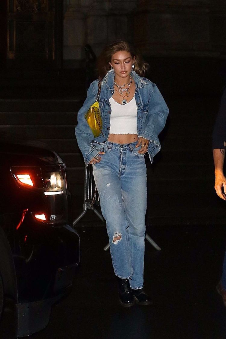 Gigi Hadid Out For A Night Out In Denim Outfit in NYC