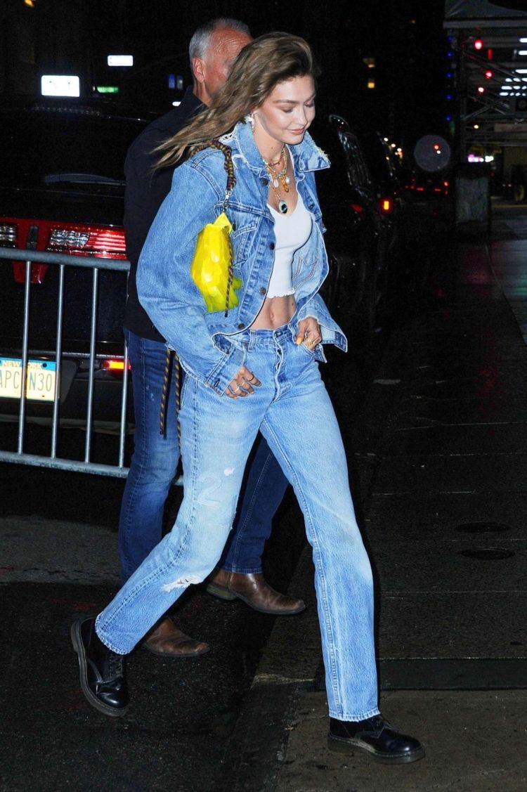 Gigi Hadid Out For A Night Out In Denim Outfit in NYC