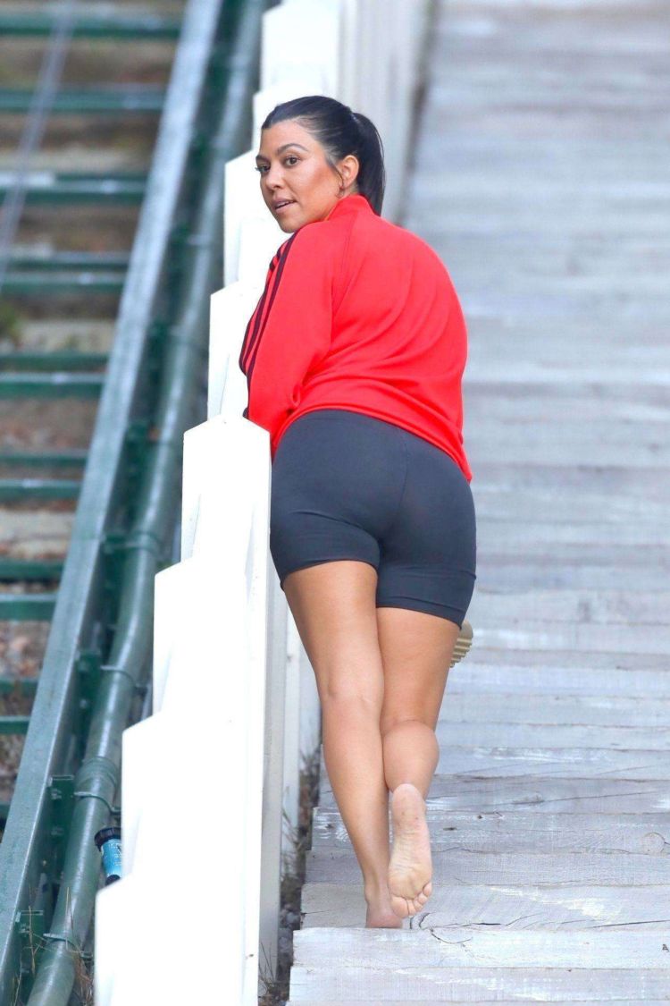 Kourtney Kardashian Candids In Short On The Stairs In Malibu