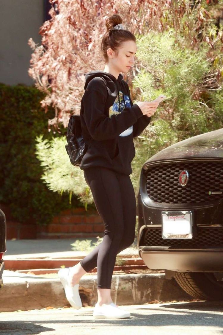Fitness Freak Lily Collins Leaving Pilates Class In Hollywood
