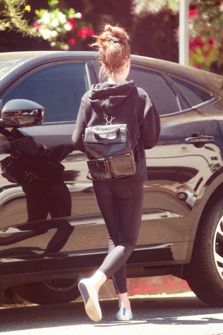 Fitness Freak Lily Collins Leaving Pilates Class In Hollywood