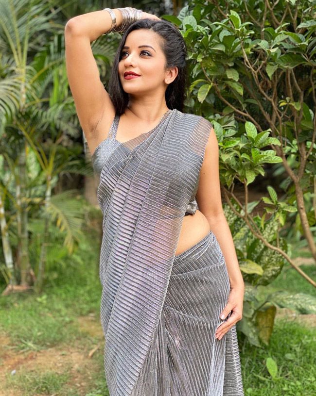 Bhojpuri Actress Monalisa Looks Amazing In A Grey Saree