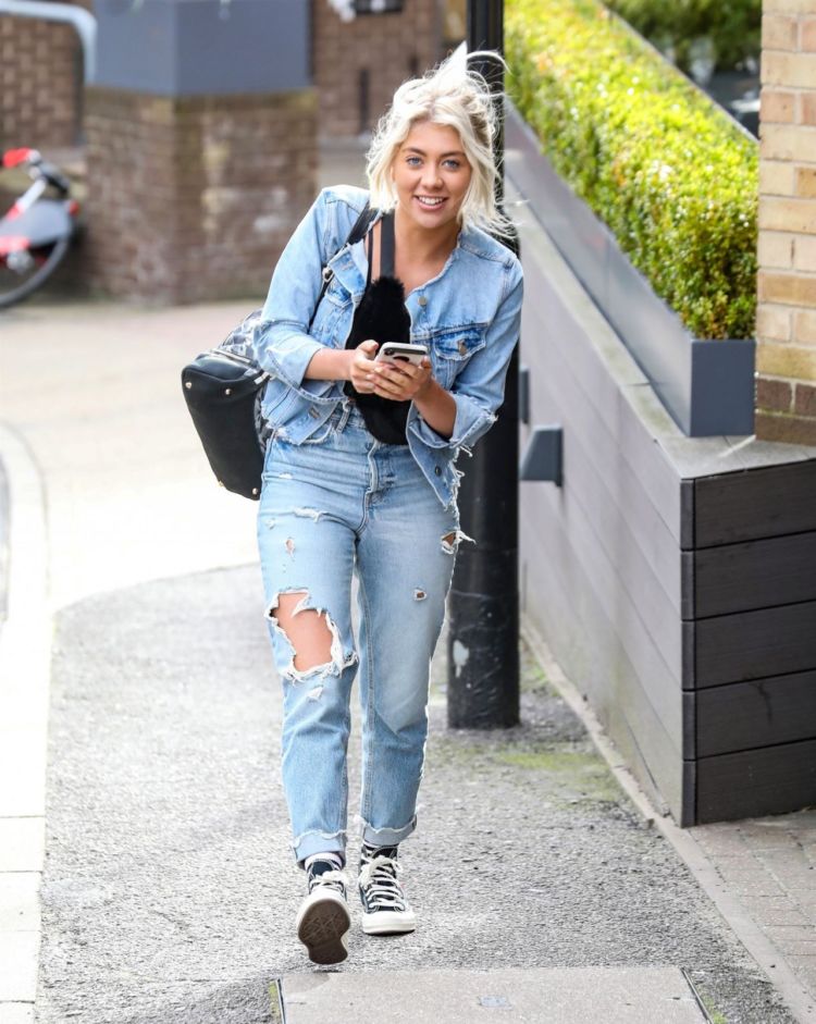 Paige Turley Candids In Denims While Leaving Tileyard Music Studios In London