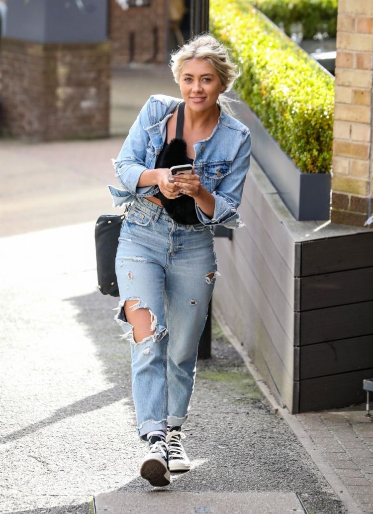 Paige Turley Candids In Denims While Leaving Tileyard Music Studios In London