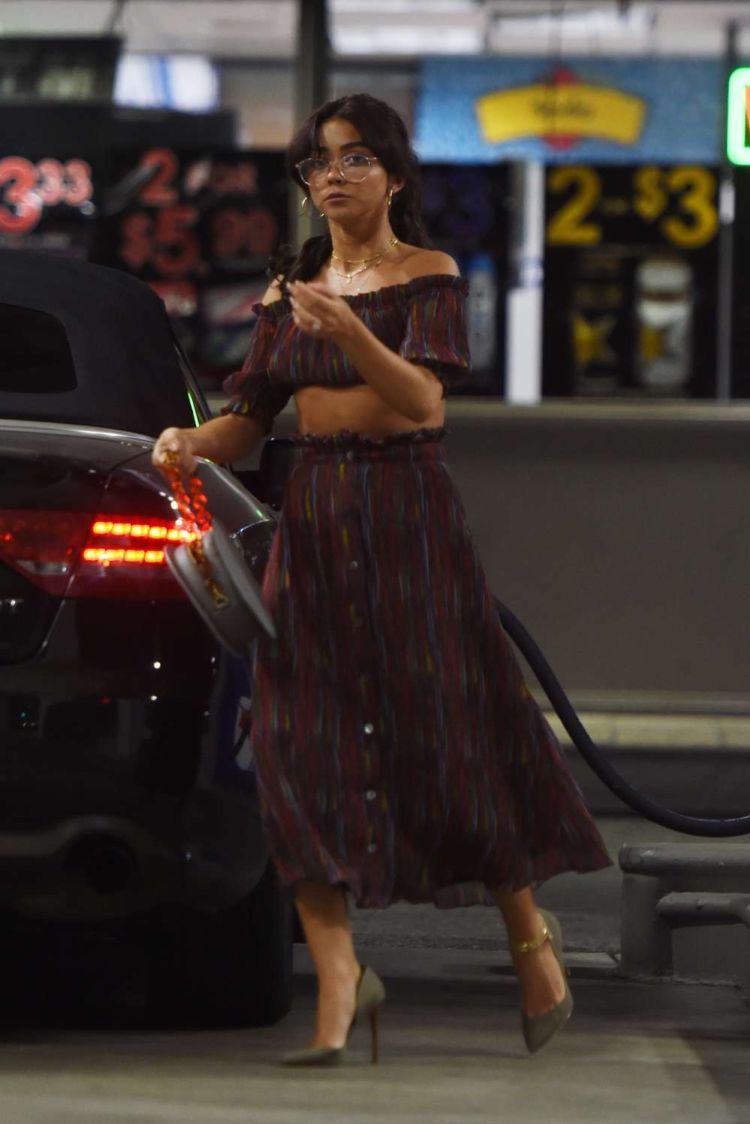 Sarah Hyland Candids While Pumping Gas After Dinner