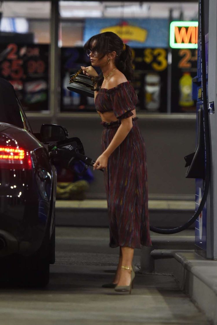 Sarah Hyland Candids While Pumping Gas After Dinner