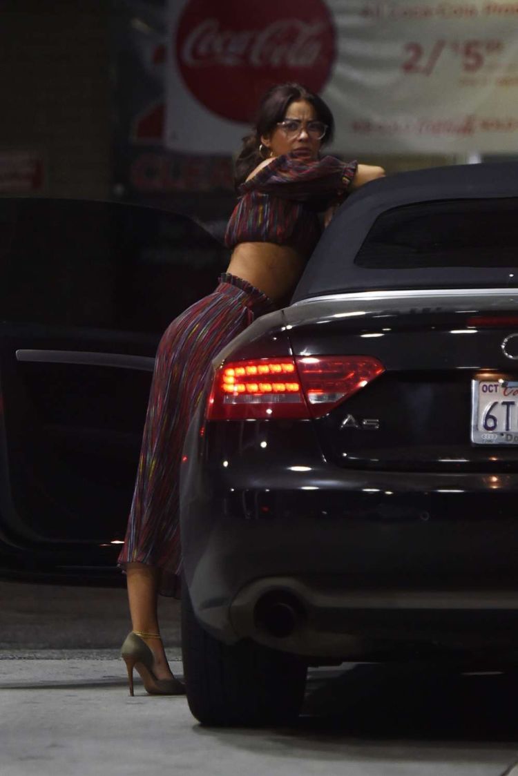 Sarah Hyland Candids While Pumping Gas After Dinner