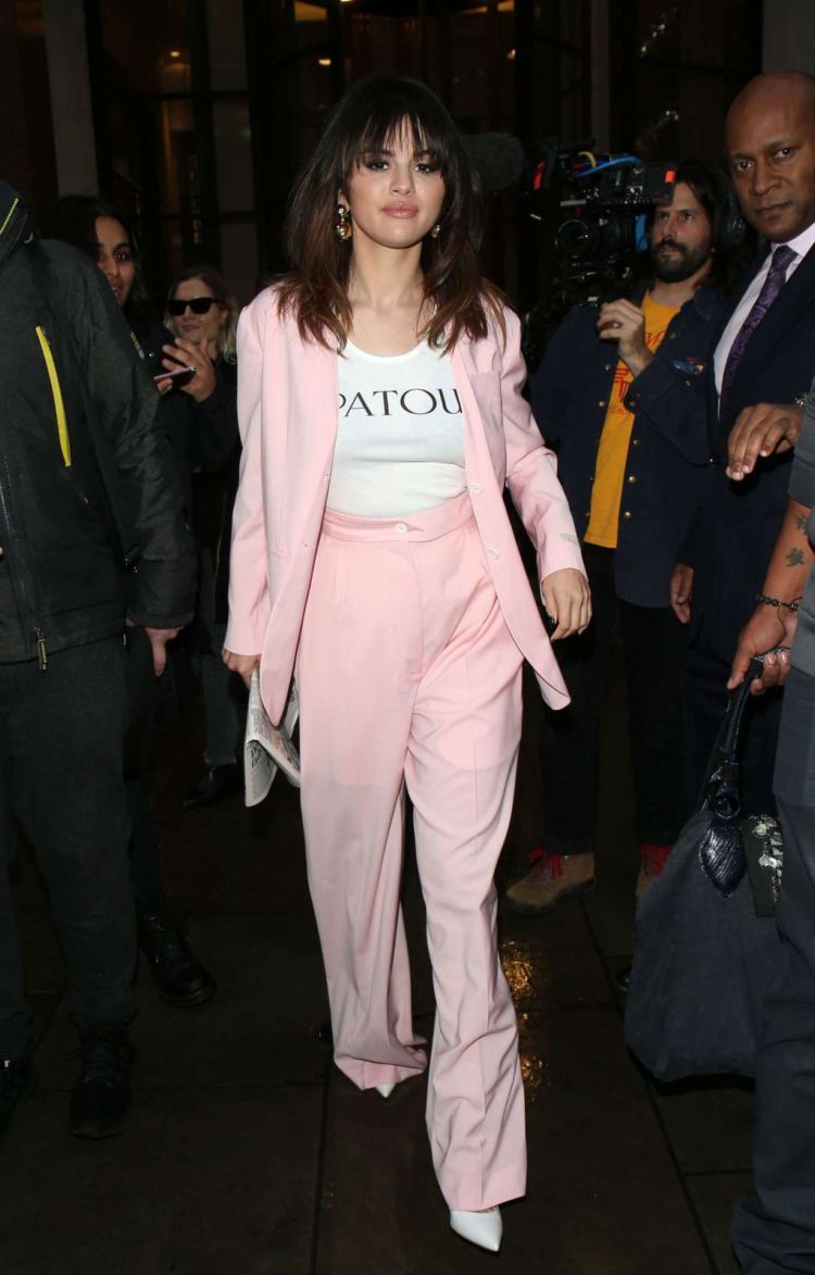 Selena Gomez Out And About Candids In A Pink Suit In London