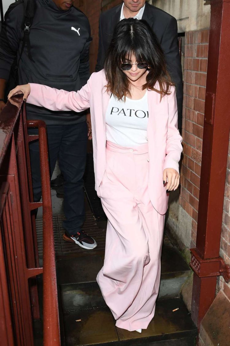 Selena Gomez Out And About Candids In A Pink Suit In London