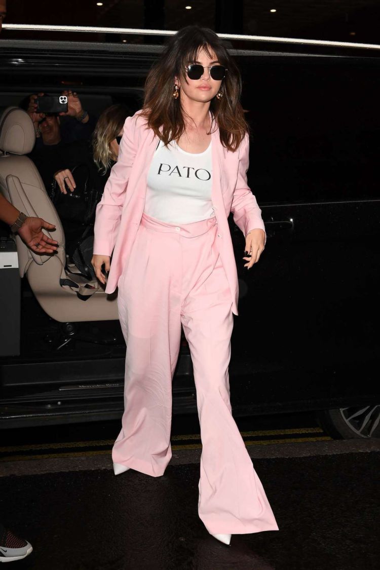 Selena Gomez Out And About Candids In A Pink Suit In London